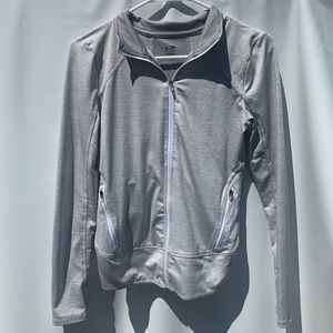 Gray and White Athletic Zip Up